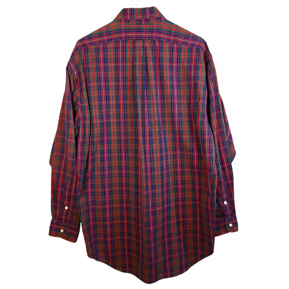 Ralph Lauren BIG SHIRT Mens Medium Red Tartan Plaid Pony Oversized Baggy Oxford - Picture 5 of 13